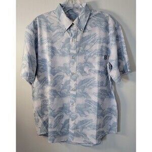 Huk Shirt Men's S White Blue Short Sleeve Button-Up Fishing Outdoor
